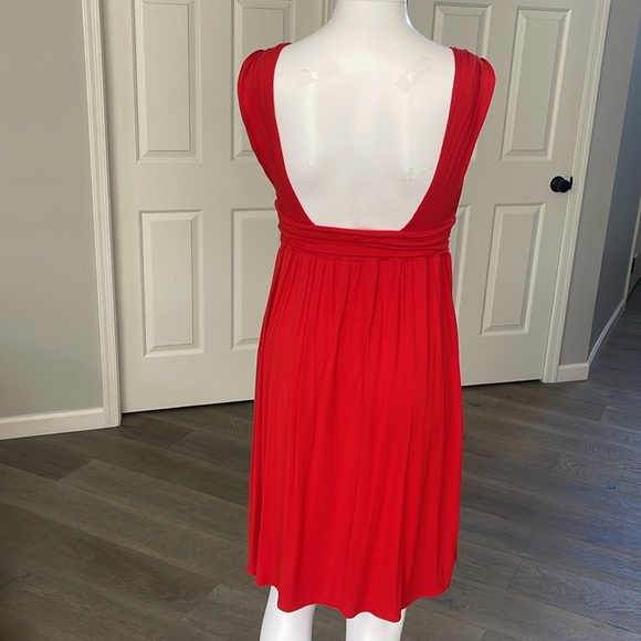 VS Vintage Red Bra Top Ruched Scoop-Neck Bust & Open Back Halter Mini Dress -XS - Picture 3 of 7